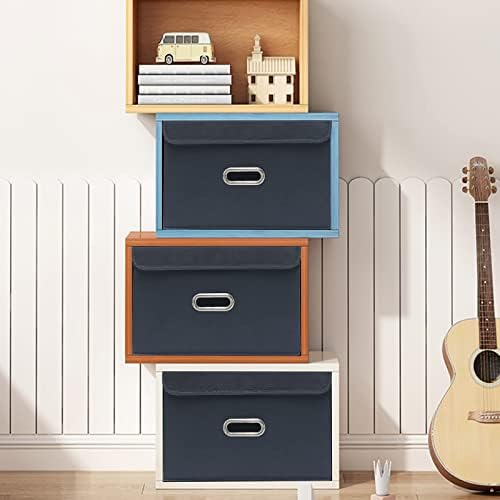 STOREONE Fabric Storage Cube Bins Foldable Organizer Container Collapsible Basket with Lids and Metal Handles, for Home, Bedroom, Closet 6 Pcs (Grey) - Image 4