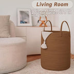 JMvicyroam 100L Cotton Rope Laundry Basket Hamper, Golden Jute - Image 3