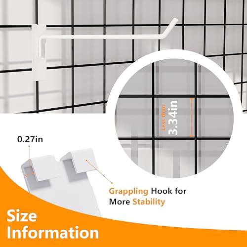 12'' Gridwall Pegs Hooks White, 25 PCS Grid Wall Utility Hooks - Image 5