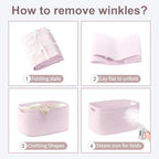 60L Woven Laundry Basket Hamper with Handles, Pink - Image 5