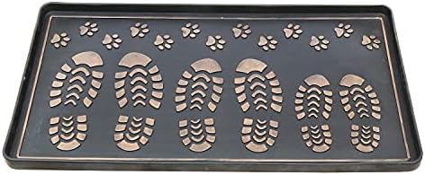 ART & ARTIFACT Rubber Boot Tray Wet Shoe Tray for Entryway Indoor Outdoor Snow Boot Mat Extra Large Shoe Tray 32" x 16", Black, Footprints & Paws - Image 5