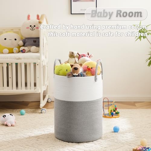 Artfeel Laundry Basket,Woven Cotton Rope Laundry Hamper,60L for Decorative Storage of Dirty Clothes,Toys and Blankets in Bathroom,Baby Room and Living Room - Image 3