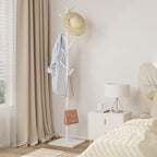 Wooden Coat Rack Freestanding with Stable Square Base,White - Image 4