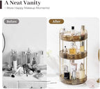Aveniee Rotating Makeup Organizer for Vanity, 3 Tier Perfume Organizers and Storage for Bathroom Countertop, Clear Spinning Skincare Counter Shelf Holder for Dresser,Brown - Image 6