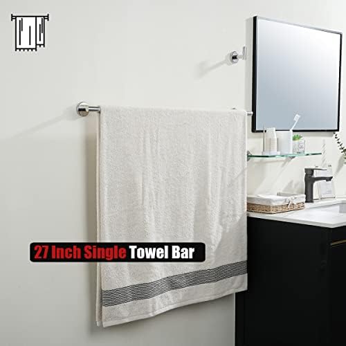 JQK Chrome Bath Towel Bar, 30 Inch 304 Stainless Steel Thicken 0.8mm Towel Rack Bathroom, Towel Holder Polished Finished Wall Mount, Useable Length 27 Inch, TB110L27-CH - Image 5