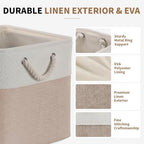 13×15×13 Inch 6 Pack Foldable Fabric Storage Basket with Handles,Extra Large Storage Basket,Decorative Storage Basket for Organizing Clothes, Toys, Books(White&Beige) - Image 3