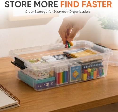 Superio 13.7 Quart Clear Plastic Storage Bin with Lid, Stackable Organizer Box, BPA-Free Storage Container for Home, Garage, School & Office, 2 Pack - Image 2