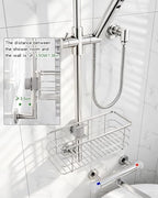 Shower Slide Bar Caddy Basket, Stainless Steel, 11 x 4.2 x 3.9 Inch, Adjustable Pole-Mounted Organizer for Shampoo and Body Wash - Image 5