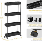 SPACELEAD Slim Storage Cart 4 Tier,Bathroom Organizer Rolling Utility,Mobile Shelving Unit Slide Out for Office, Kitchen, Laundry Room & Narrow Places,Black - Image 4