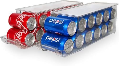 Soda Can Organizer with Lids, Stackable Soda Can Dispenser for Refrigerator, Clear Can Holder Organization and Storage Bins for Fridge, Kitchen, Countertop, Drink Pantry Organizers, Holds 12 Cans Each - Image 6