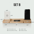 COREMINDED Modular Office Desk Organizer Tray Set - Solid Wood Desk Tray with Felt Lining - Desktop Organizer Wood Desk Accessories - Set B - Image 3