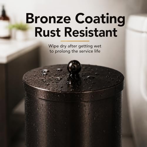 [2023 Upgraded Version] HUJI Rust Resistant Stainless Steel Toilet Paper Roll Canister Holder w/Removable Base for Bathroom Storage (1 Pack, Toilet Paper Canister) (Bronze) - Image 6