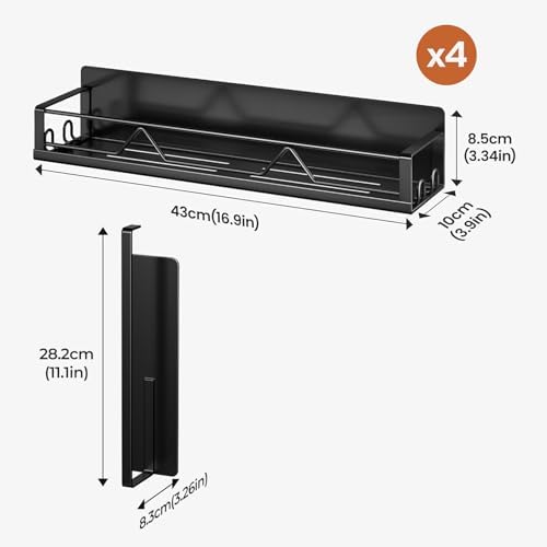 16.9 Inch Large Capacity Magnetic Spice Rack for Refrigerator Black, 5 Pack - Image 6