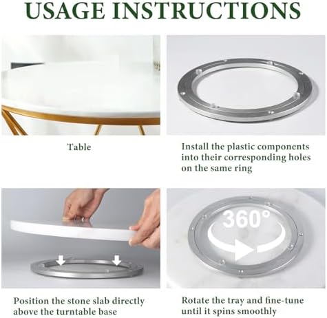 Koville 16'' Marble Lazy Susan for Kitchen Counter, White Marble Turntable for Dinning, Lazy Susans Organizer for Cabinet, Serving Rotation Spinning Tabletop Organizer Swiveling, Spice Rack Storage - Image 3
