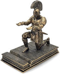Roman Warrior Pen Holder knight Desktop Organizer and Accessories Resin Pen Holder as Gift with Short Swordfor Office and Home (Antique Bronze) by Unknown