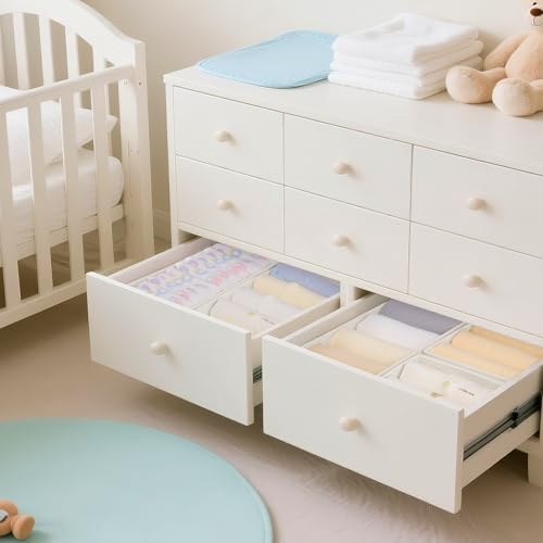 Criusia Drawer Organizer Clothes, 10 Pack Dresser Organizer for Baby Clothes, Underwear, Sock- Foldable Closet Organization and Storage Dividers Bins for Nursery, Bedroom (Oatmeal) - Image 4