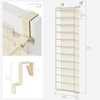 Whitmor 36 Pair Over The Door Shoe Organizer, 12 Tier Hanging Shoe Organizer, Heavy Duty Metal & Mesh Shoe Holder, Hanging Shoe Rack for Closet Organizer & Storage, 74"H x 21.7"W x 7.5"D, Beige - Image 2