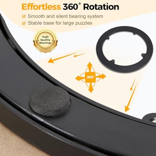 BuilderButler 1500 Pieces Rotating Puzzle Board with 4 Drawers,32.68"x24.41" Portable Wooden Jigsaw Puzzle Table with Lazy Susan Spinning Cover for Adults - Image 5