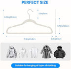 YSSOA Velvet Hangers 50 Pack, Non-Slip Clothes Hangers with Shoulder Notches, 360° Swivel Hooks, Heavy Duty Standard Hangers for Closet Space Saving, White - Image 2