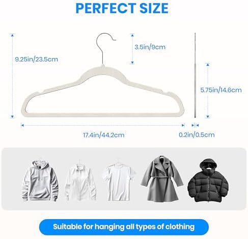 YSSOA Velvet Hangers 70 Pack, Non-Slip Clothes Hangers with Shoulder Notches, 360° Swivel Hooks, Heavy Duty Standard Hanger for Closet Space Saving, White - Image 2