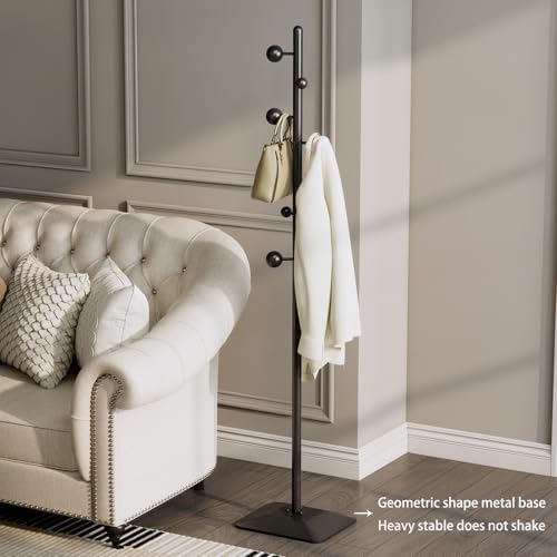 Coat rack freestanding,Coat tree freestanding heavy duty with 7 ball hooks,Coat hanger stand with metal base for entryway hallway bedroom - Image 5