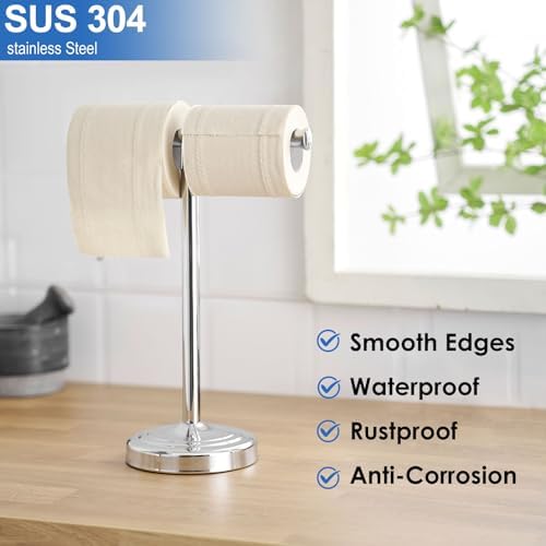 RUMOSE Polished Chrome Hand Towel Holder Stand Countertop Towel Rack - Image 6