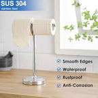 RUMOSE Polished Chrome Hand Towel Holder Stand Countertop Towel Rack - Image 6