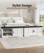 Akxomel 39.4" Shoe Storage Bench 2 Doors Wooden Entryway Bench White - Image 4