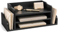 Wood Desk Organizer: File Organizer for Classroom & Office Storage, Black by REBEEVISION