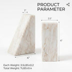 Koville Marble Bookends for Shelves, Large Bookends for Heavy Books, Natural Stone Book Stopper for Books CD Movies, Aesthetic Decorative Book Ends, Bookshelf Table Home Decor(Golden Spider) - Image 3