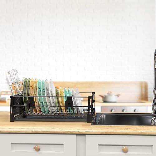 Simple Houseware Dish Drying Rack, Black - Image 5