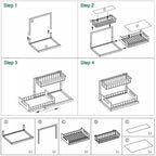 2 Tier Under Sink Organizer, Pull Out Sliding Drawer (White) - Image 6