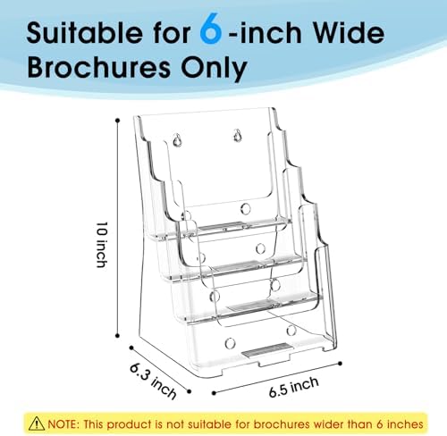 MaxGear Acrylic Brochure Holder 6 x 9 Inch, 4 Tier, 4 Pack - Image 2