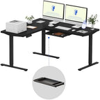 FLEXISPOT 63 x 55 Reversible L-Shaped Corner Standing Desk with Drawers by Unknown