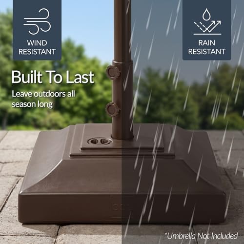 Best Choice Products Fillable Umbrella Base Stand Pyramid Design Plastic Patio Umbrella Base Stand, Pole Holder for Outdoor, Lawn w/ 55lbs Weight Capacity, Adjustment Knob - Brown - Image 6