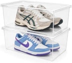 Superio Shoe Box Modern Storage Container 2 Pack - 6.5 Quart/6 Liter, Stackable Plastic Shoe Box Organizer (13.5" L x 8.35" W x 5.2" H) by Superio