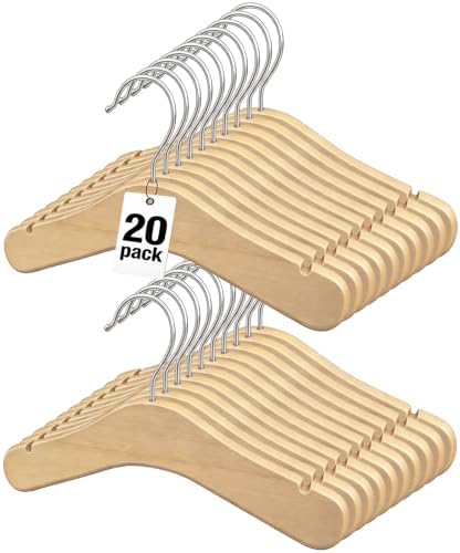 Baby Wooden Hangers 20 Pack,9.45 Inch Natural Wood Toddlers Hangers,Infant & Toddler Clothes Hangers, Small Children Kids Hanger with 360°Swivel Hook by Unknown