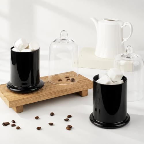 Qtip Holder Glass Apothecary Jars with Lids Bathroom Storage Black 2 Pack - Image 7
