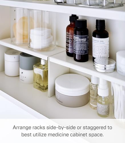 YAMAZAKI Home Tower Medicine Cabinet Vanity Storage Racks – Set of 2, Bathroom Mirror Organizer Risers - Steel - - Image 4