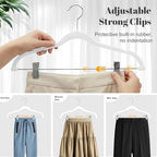 HOUSE DAY Velvet Skirt Hangers 24 Pack, White Velvet Hanger with Adjustable Clips, Space Saving Slim Pant Hangers, Heavy Duty Non Slip Clip Hanger for Pants, Skirts, Shorts - Image 6