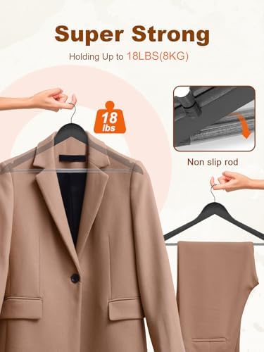 HOUSE DAY Black Wooden Hangers 30 Pack, Heavy Duty Wooden Coat Hangers - Image 3