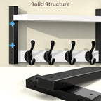 35'' White Coat Rack Wall Mount with Shelf, Solid Wood Coat and Key Hanger with 13 Metal Hooks, Farmhouse Wall Organizer for Mail, Entryway Wall Hangers for Hats, Clothes, Backpacks, Mudroom - Image 7