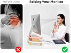 AFOOYO Monitor Stand Riser,2 Tier Corner Wood Sturdy 16.5In Computer Stand, Multi-Purpose Desktop Storage Stand for Laptop,PC,iMac,Printer,Computer,Pink - Image 4