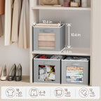 Homsorout Bins for Closet Organization - Cubby Storage Organizer with Window, Closet Baskets for Shelves, Folding Cubes for Storage, Storage Bins for Home, 11inch, Set of 8, Grey - Image 4
