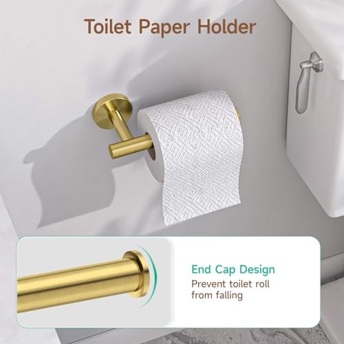 USHOWER 8PCS Light Gold Bathroom Hardware Set, 18-Inch Towel Bar Set - Image 6