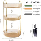 YCIA&DONE 360 Rotating Makeup Organizer and Storage for Vanity Countertop 3 Tiers, High Capacity Cosmetic Skincare Perfume Organizers for Dresser Bathroom Lazy Susan (Amber Gold) - Image 4
