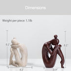 BANOMII Decorative Bookends for Shelves, Unique Book Ends for Home Office Decor, Meditation Girl Statue Book Stopper for Bookshelf Decor, Modern Abstract Aesthetic Decoration White & Brown - Image 6