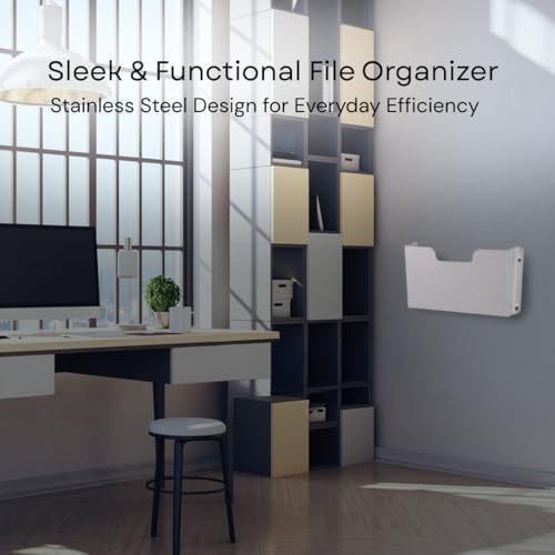 Single Pocket Wall File Organizer, Metal Letter Size Office Wall Organizer - Image 2