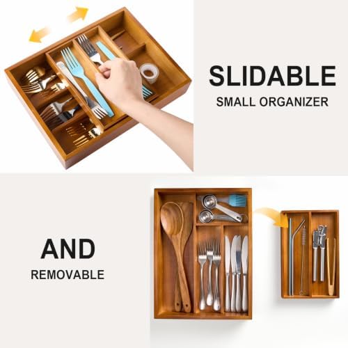 Marsui 2-tier Drawer Organizer with Sliding Tray, Wooden, Walnut - Image 2