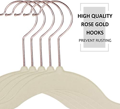 VECELO Premium Velvet Clothes Hangers Suit Heavy Duty (60 Pack)-Non Slip & Space-Saving with 8 Finger Clips & Tie Rack Excellent for Men and Women,Beige - Image 3